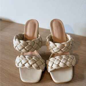 Elegant Cream Braided Women's Sandals